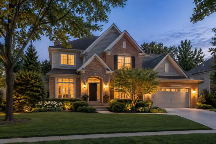 Home exterior at dusk
